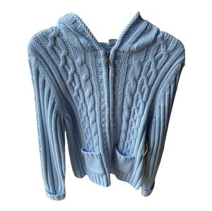 Crystal blue zip up sweater with hoodie
